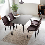 ダイニング5点セット ダイニングセット 幅120cm 長方形 4人掛け コンパクト セラミックテーブル レザー調チェア 食卓用 石目調 レザー調 リビング ダイニング