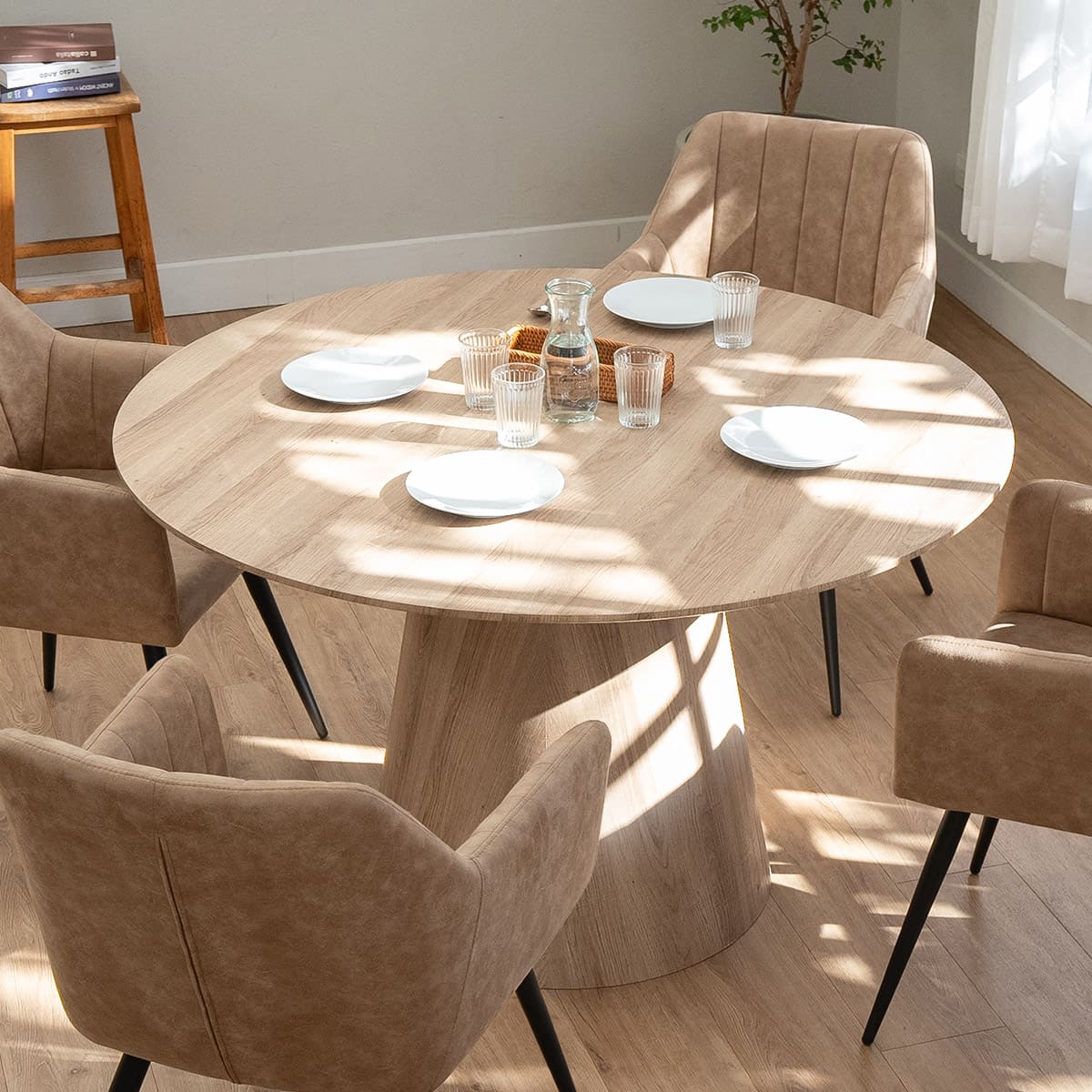 ダイニングテーブル 直径120cm 円形 4人掛け テーブル 食卓 木目