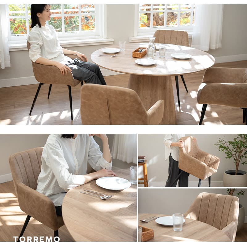 ダイニング5点セット 4人掛け 円形 テーブル チェア 食卓用 木目