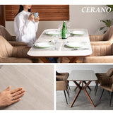 ダイニングテーブル 食卓テーブル 幅160cm セラミック 長方形 角型 スクエア 四角 石目調 ストーン調 木製 天然木 食卓用 4人掛け