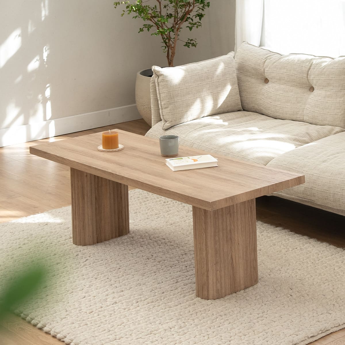 新品　センターテーブル　シンプル　木目調　机　作業台 Aibina センターテーブル 115×60cm 高さ38cmスチール脚 組立式 デスク