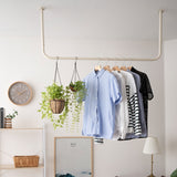 ハンガーパイプ 幅120cm 吊り下げ式 コ型 ネジ付き ハンガーラック シーリングハンガー ハンガーバー ランドリーバー 物干し 室内干し ディスプレイ ハンギング 吊り下げ収納 天井