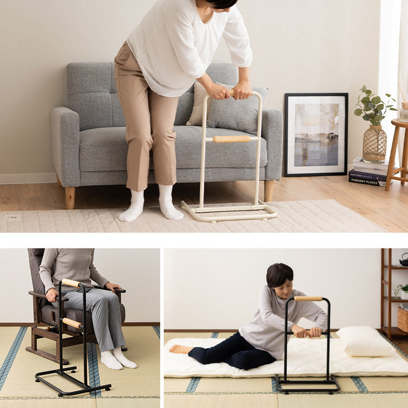 立ち上がり補助手すり 2段 簡単組立 移動式 軽量 転倒防止 転落防止