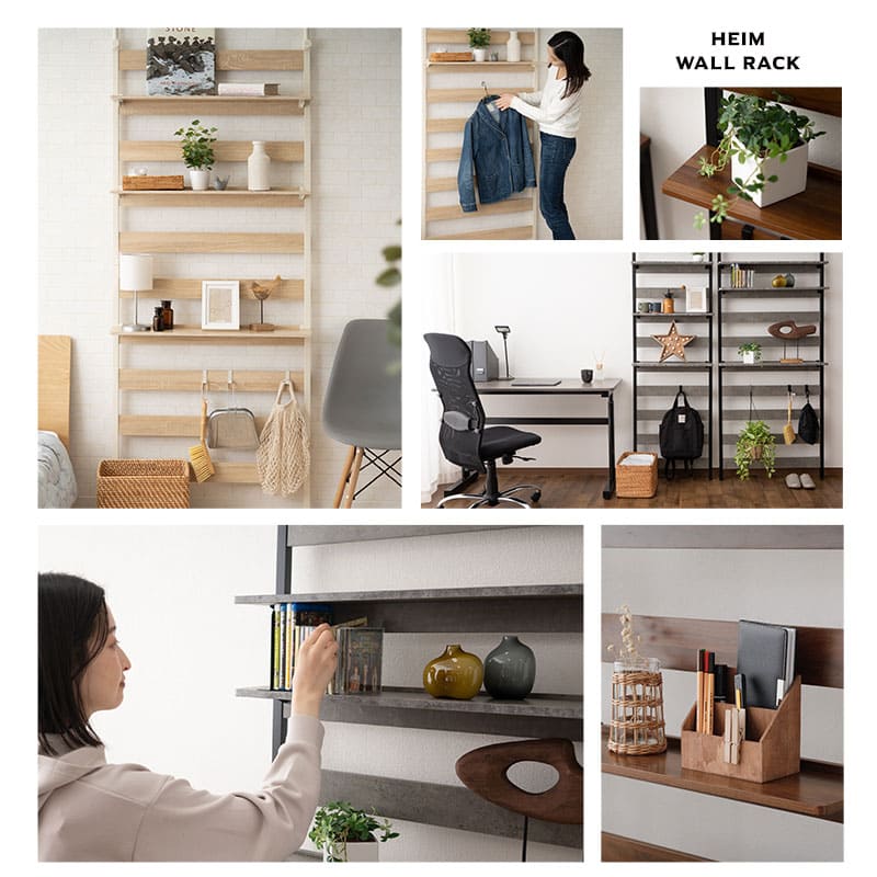 ウォールラック 幅60cm 幅80cm つっぱりタイプ 突っ張り棚 突っ張りラック ウォールシェルフ 収納棚 飾り棚 間仕切り 壁面収納 リビング収納 収納家具 ディスプレイ 賃貸