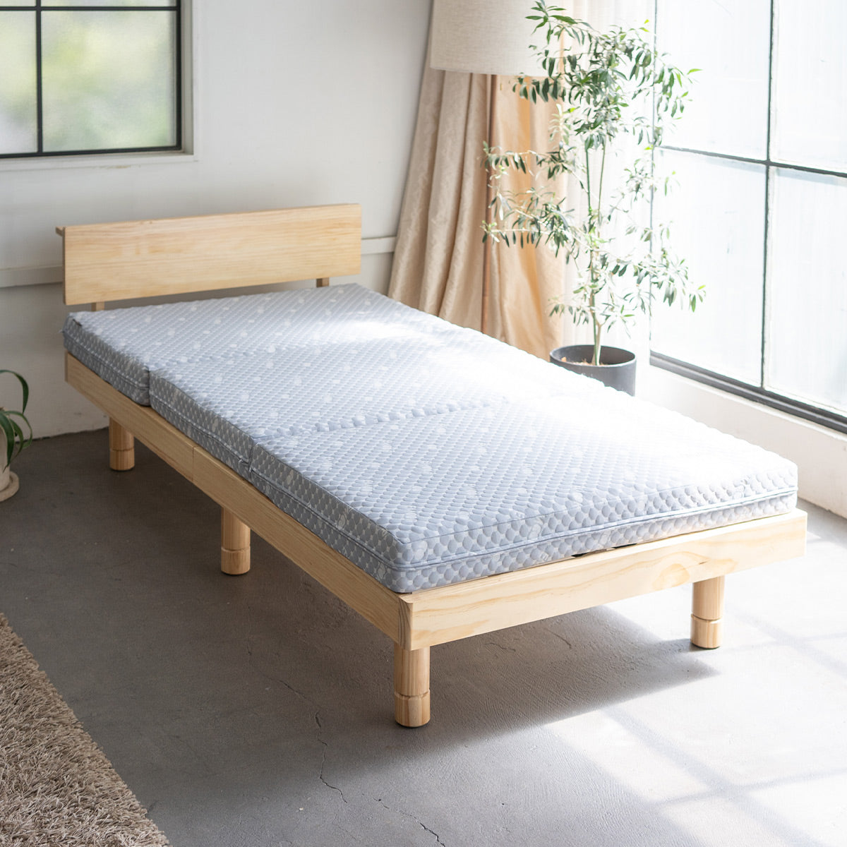 すのこベッド マットレス 2点セット 天然木 高さ調節 丈夫 折りたたみ
