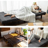 三つ折りマットレス・天然木すのこベッド 2点セット