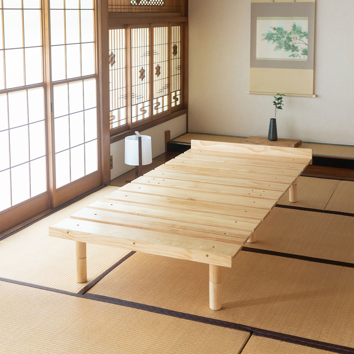 高さが変えられる 天然木 すのこ ベッド 3段階高さ調節可能 スノコ 調湿 高通気 湿気対策 カビ対策 ショールーム体験可