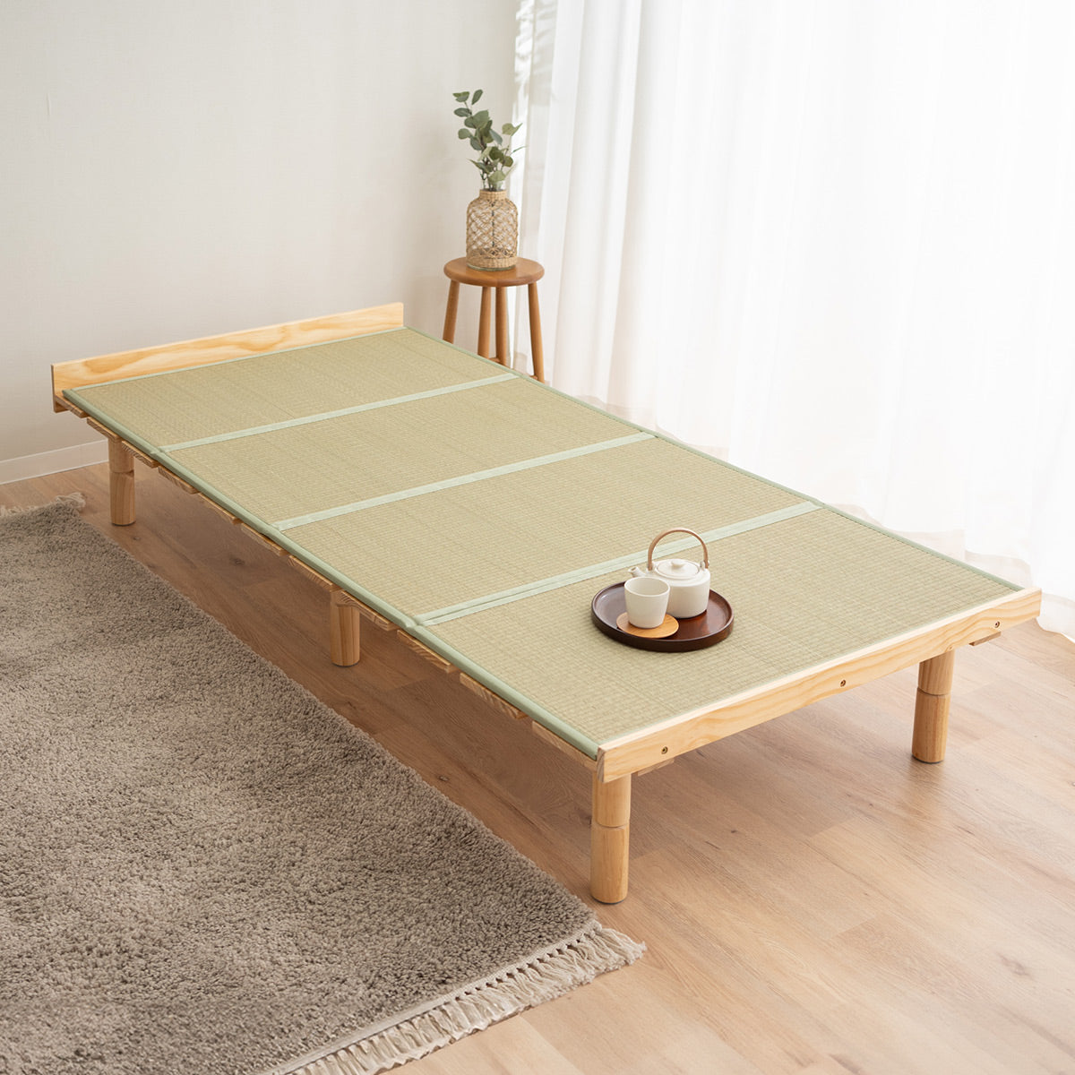 畳ベッド シングル 天然木 すのこベッド 天然い草 畳マット 2点