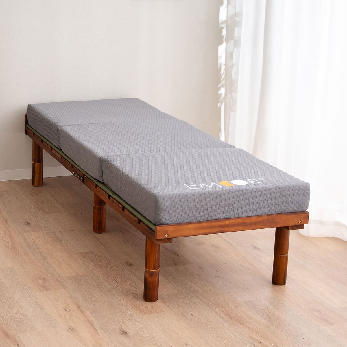 畳マット付き すのこベッド 3つ折りマットレス 3点セット コンパクトショート 幅65cm 奥行き185cm