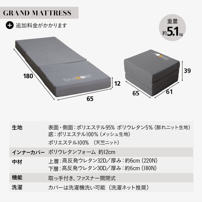 畳マット付き すのこベッド 3つ折りマットレス 3点セット コンパクトショート 幅65cm 奥行き185cm