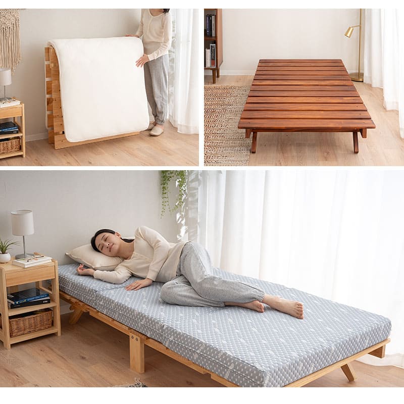 OSMOS】 折りたためる天然木すのこベッド シングルサイズ ｜ 寝具