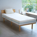 すのこベッド OSMOS PLUS 三つ折りマットレス 2点セット シングルサイズ ヘッドボード付き コンセント付き 木製 天然木 ベッドフレーム ハイクラスマットレス 3つ折りマットレス 折りたたみマットレス 狭小住宅 来客用