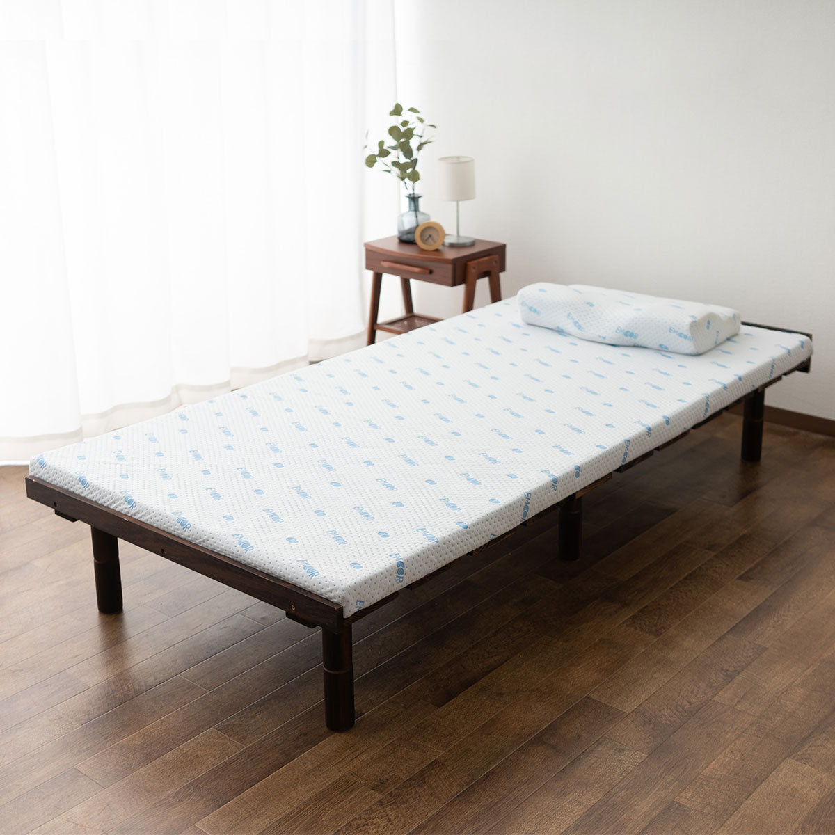 エムール　天然木のすのこベッド 2台セット すのこベッド マットレス 2点セット 天然木 高さ調節 丈夫