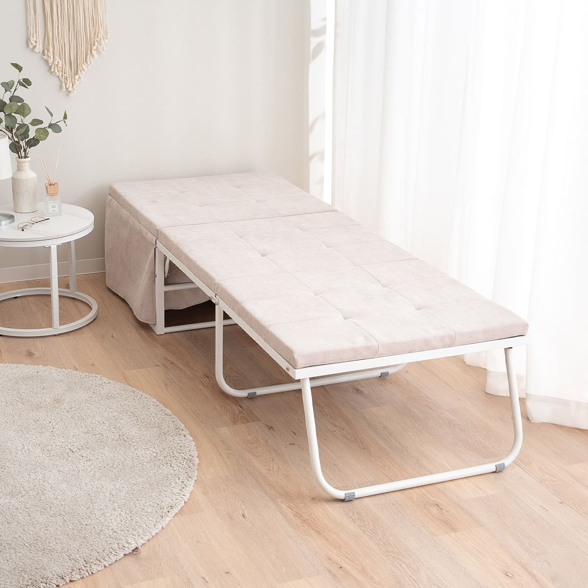 SHELT】 ベッド機能付スツール 幅67 完成品 折りたたみ ベッド 椅子