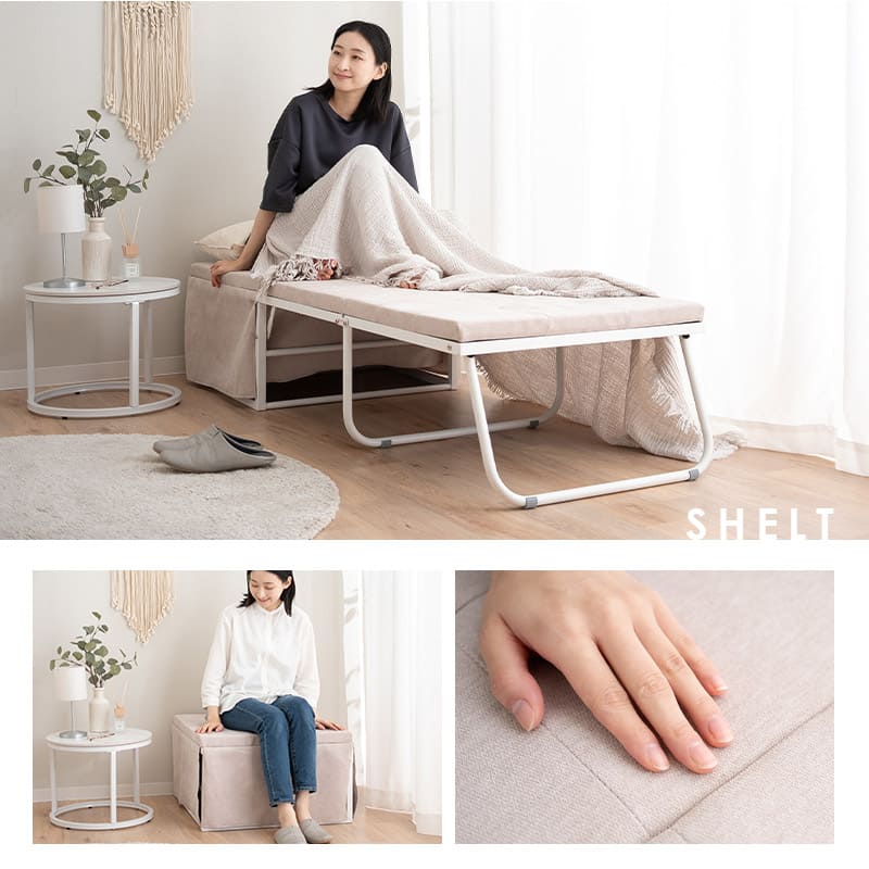 SHELT】 ベッド機能付スツール 幅67 完成品 折りたたみ ベッド 椅子