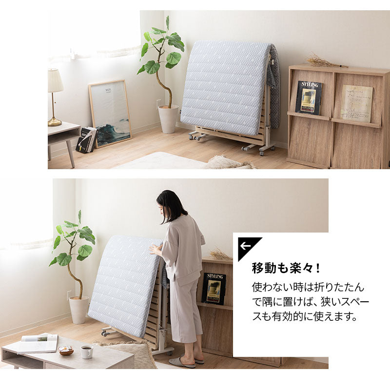 マットレス 折りたたみすのこベッド セット シングル キャスター