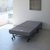 折りたたみベッド FARBLE 3つ折りマットレス 2点セット シングルサイズ 軽量 頑丈 静音 コンパクト 指はさみ防止パーツ付き キャスター付き ベッド下収納 すのこベッド ベッドフレーム 折りたたみマットレス 三つ折り マットレス 狭小住宅 来客用