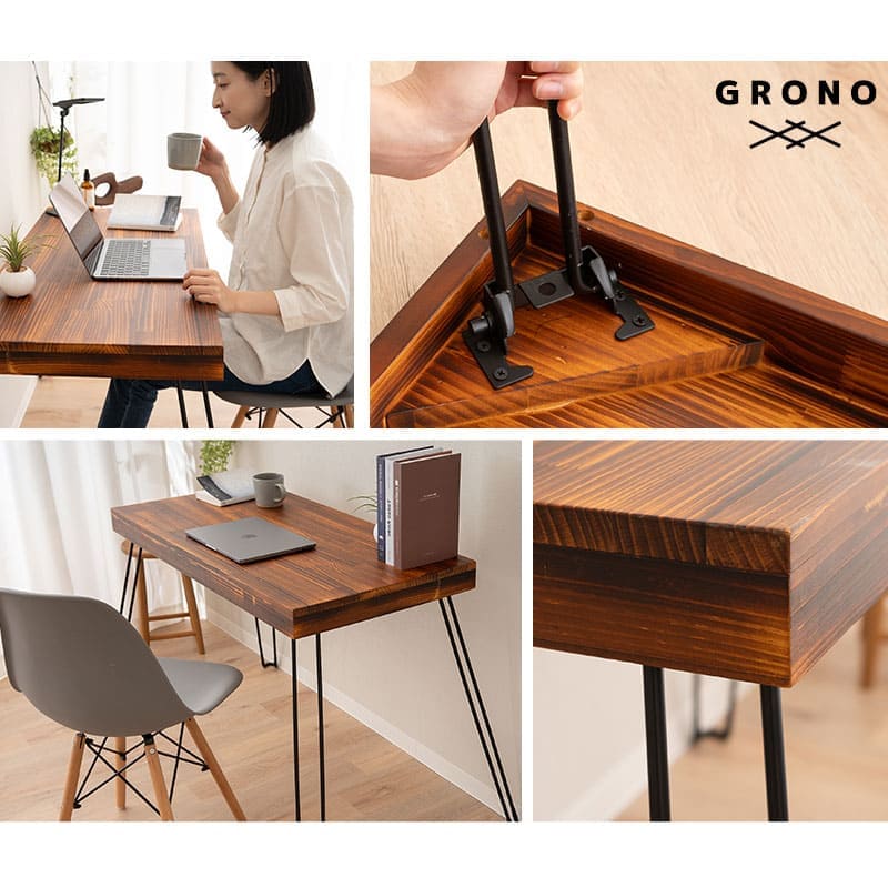 折りたたみ　木製ブラウン長方形　テーブル　デスク 折りたたみデスク 幅97cm 長方形 完成品 木製 テーブル デスク 机