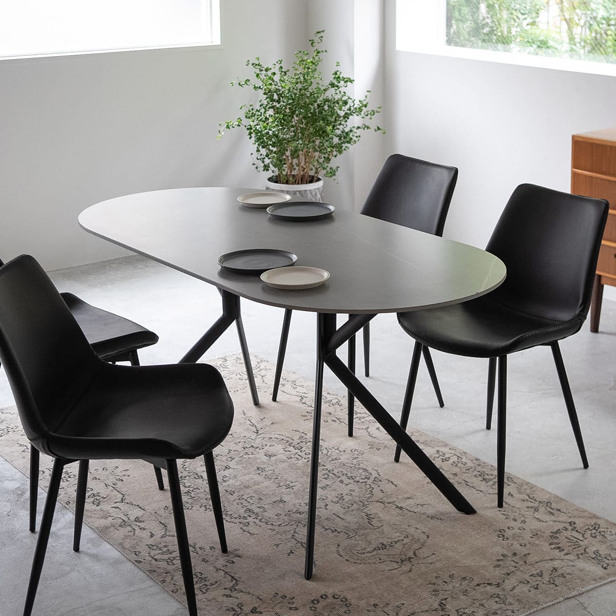 セラミックテーブル　ダイニングテーブル ダイニングテーブル 幅160cm 楕円形 4人掛け セラミック