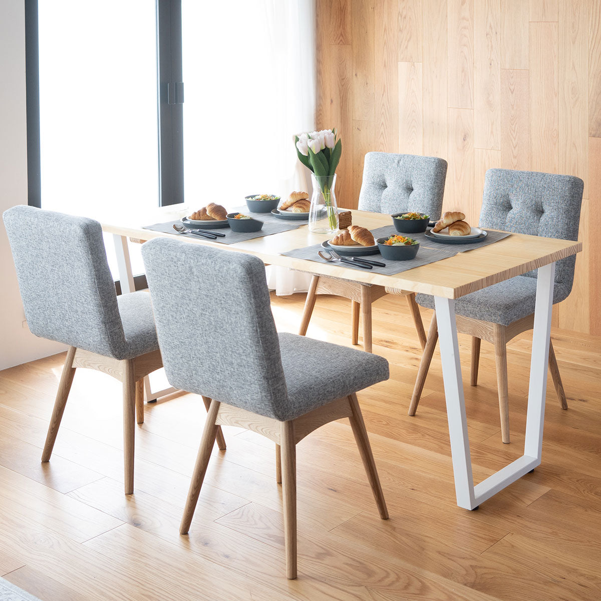 ダイニング5点セット 4人掛け テーブル 机 椅子 いす イス チェア 回転