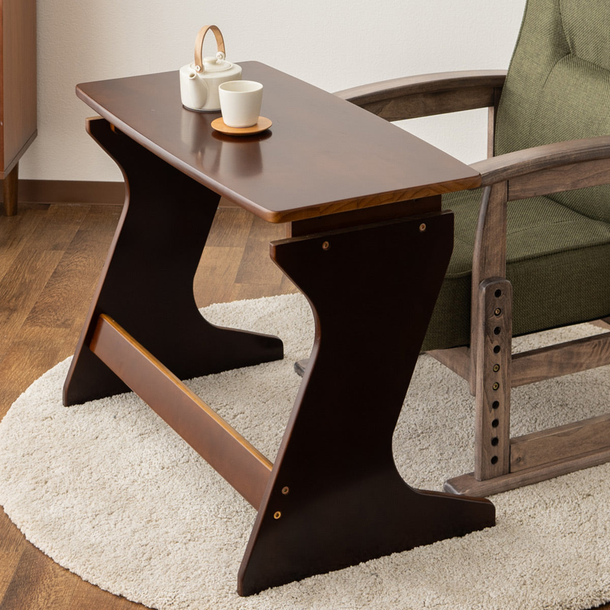 高座椅子用 テーブル 食卓 80×40cm 高さ調節可能 デスク 机 天然木