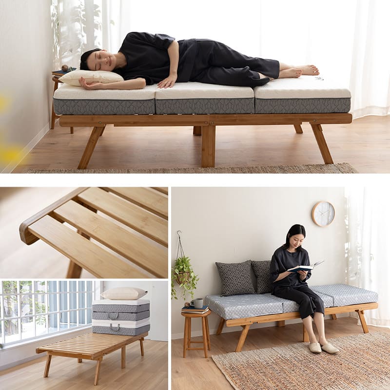折りたたみベッド  天然竹 折りたたみベッド エクストラベッド 竹製ベッド 抗菌 調湿 脱臭 高通気 湿気対策 カビ対策 ごろ寝