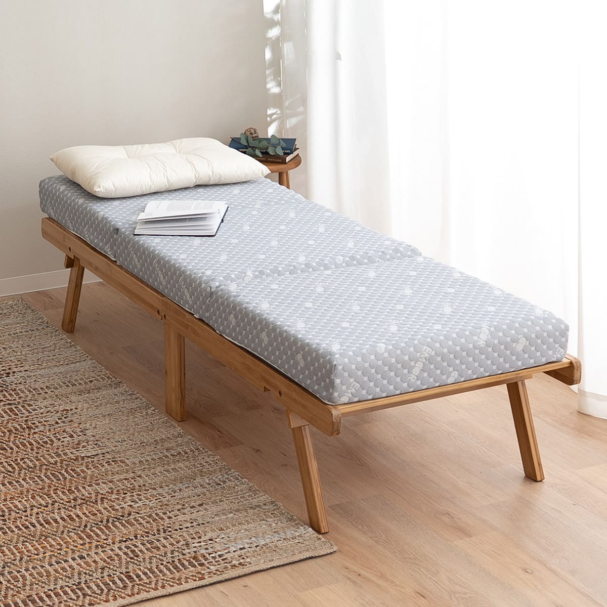 竹製 すのこベッド マットレス 2点セット 幅70cm コンパクトショート